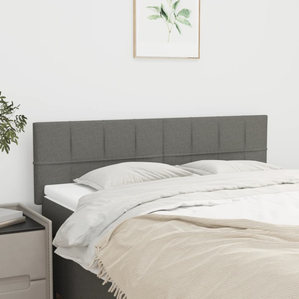 vidaXL Tăblii de pat, 2 buc., gri închis, 72x5x78/88 cm, textil