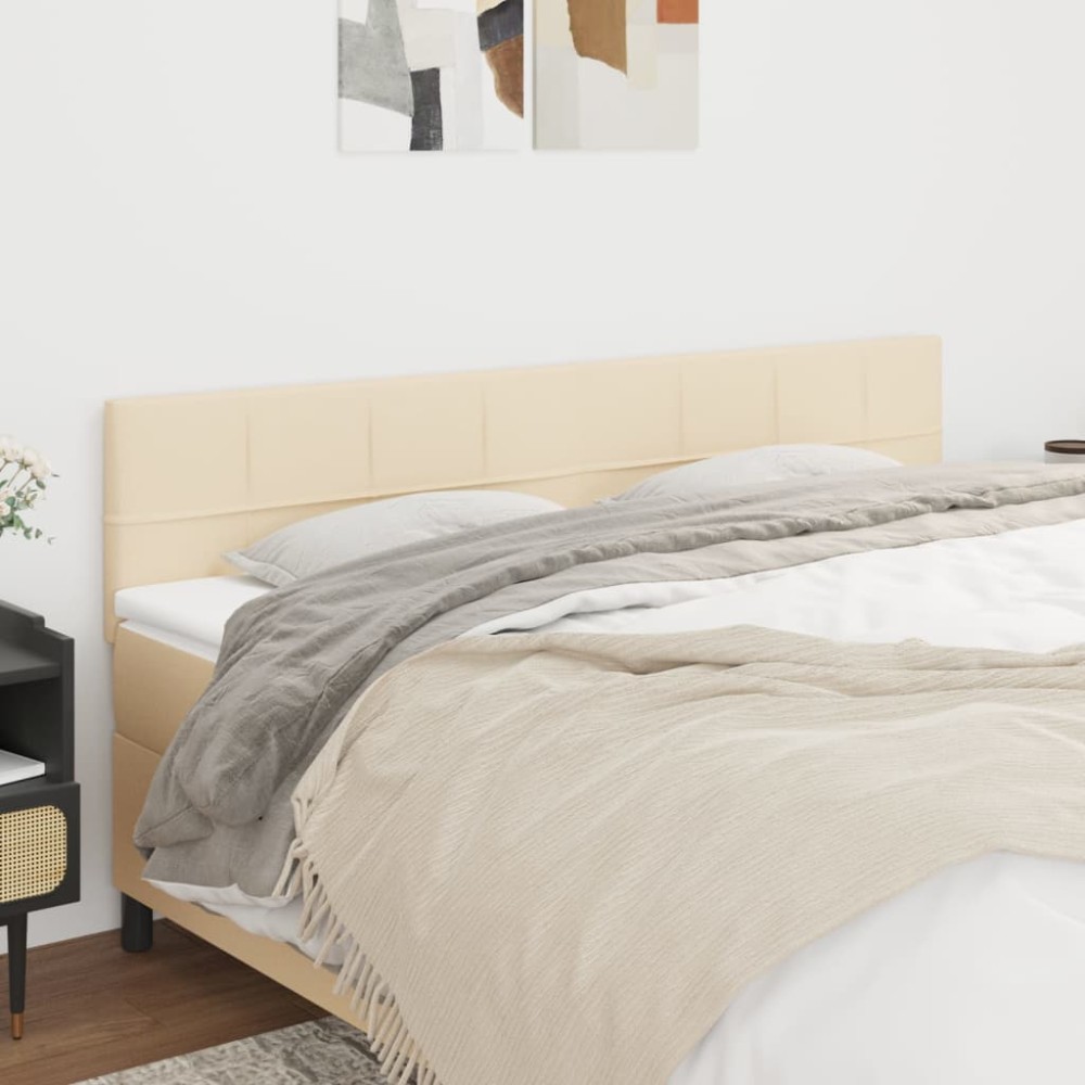 vidaXL Tăblii de pat, 2 buc, crem, 90x5x78/88 cm, textil