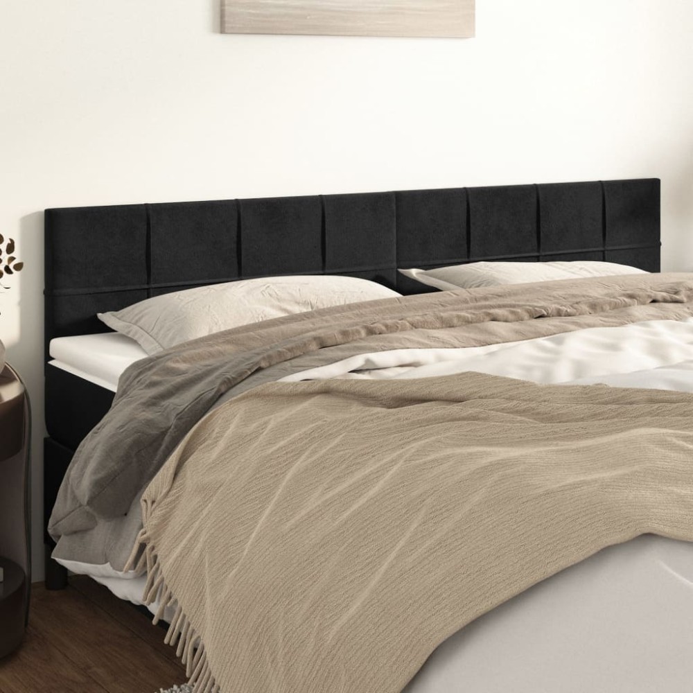 vidaXL Tăblii de pat, 2 buc, negru, 100x5x78/88 cm, catifea