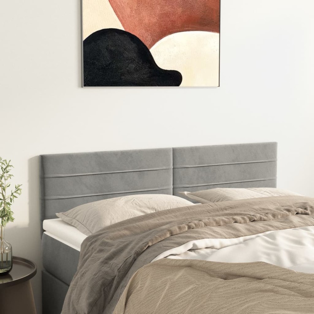 vidaXL Tăblii de pat, 2 buc., gri deschis, 72x5x78/88 cm, catifea