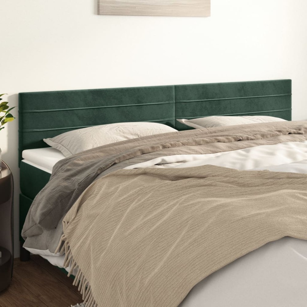 vidaXL Tăblii de pat, 2 buc, verde închis, 100x5x78/88 cm, catifea