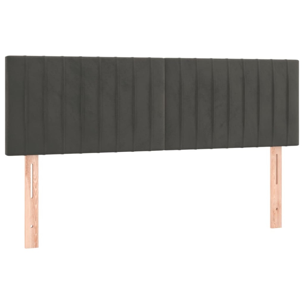 vidaXL Tăblii de pat, 2 buc., gri închis, 72x5x78/88 cm, catifea
