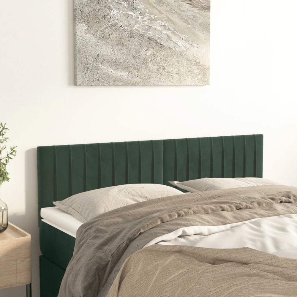 vidaXL Tăblii de pat, 2 buc., verde închis, 72x5x78/88 cm, catifea