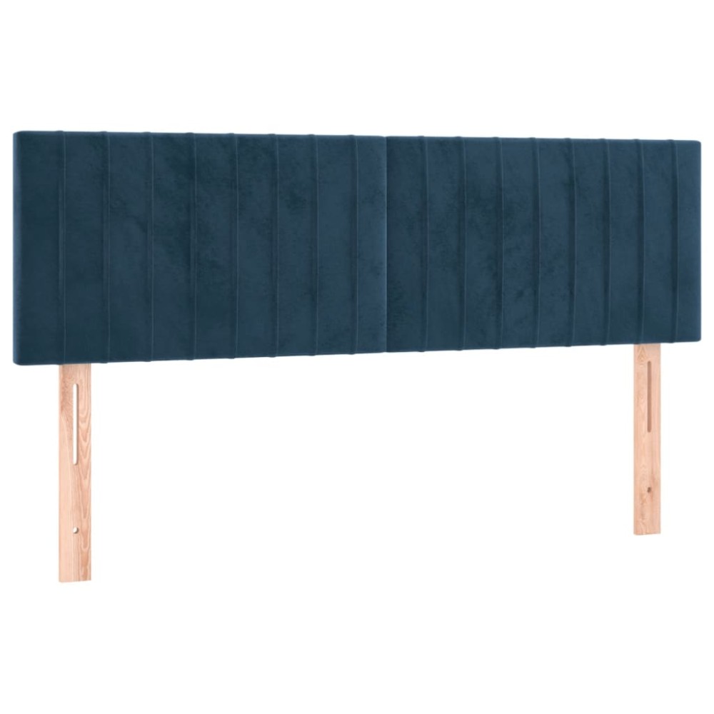 vidaXL Tăblii de pat, 2 buc., albastru închis, 72x5x78/88 cm, catifea