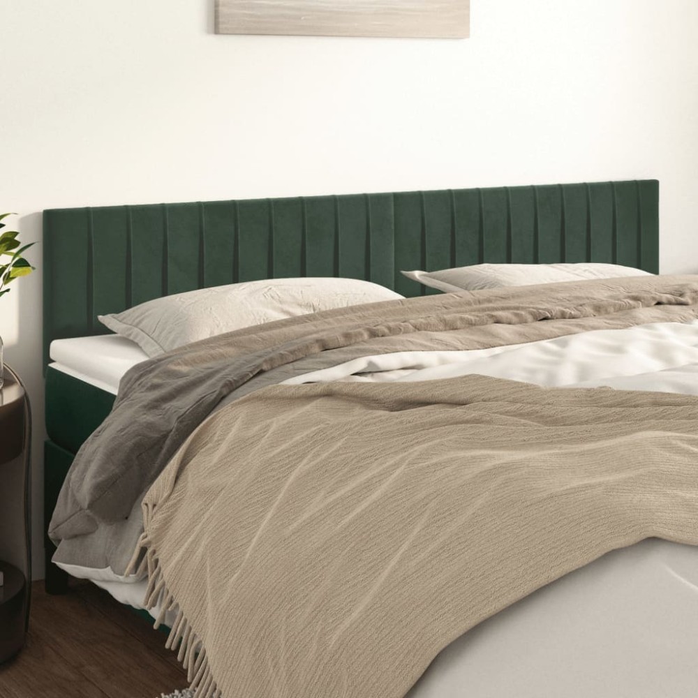 vidaXL Tăblii de pat, 2 buc, verde închis, 100x5x78/88 cm, catifea
