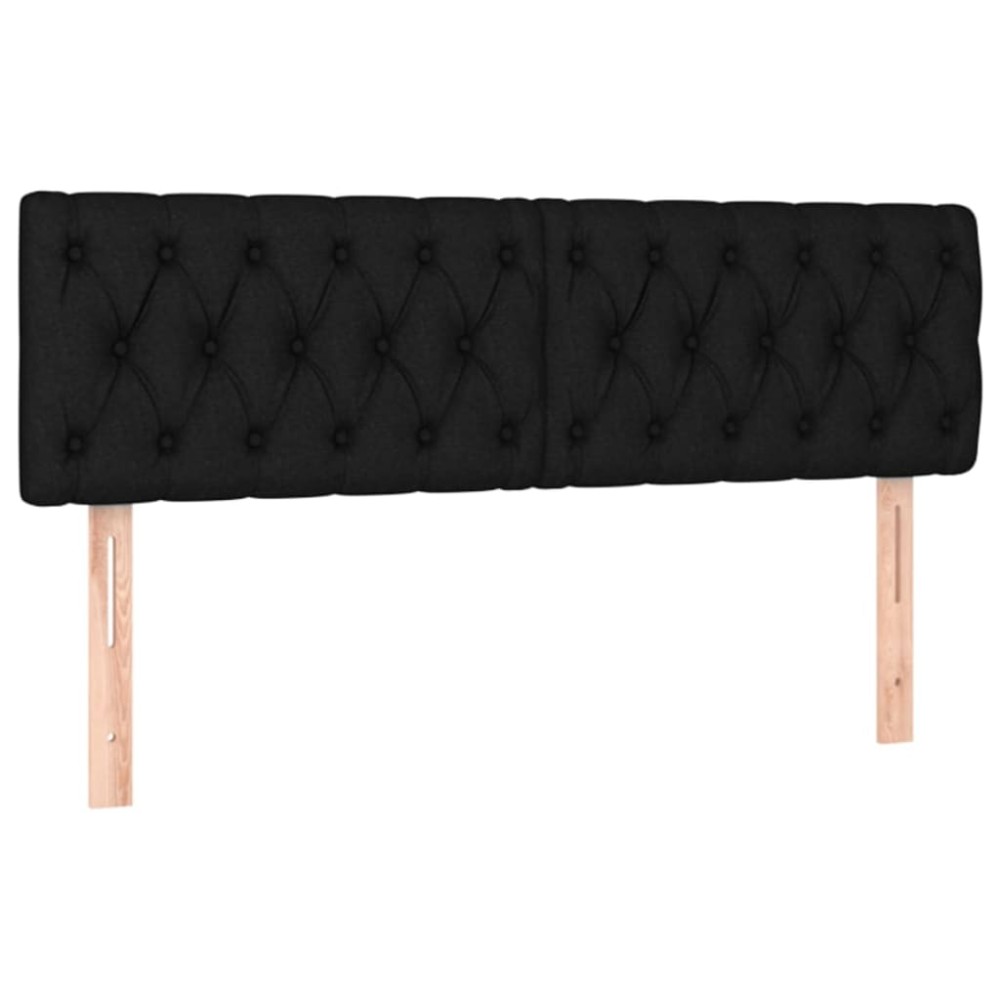 vidaXL Tăblii de pat, 2 buc, negru, 72x7x78/88 cm, textil