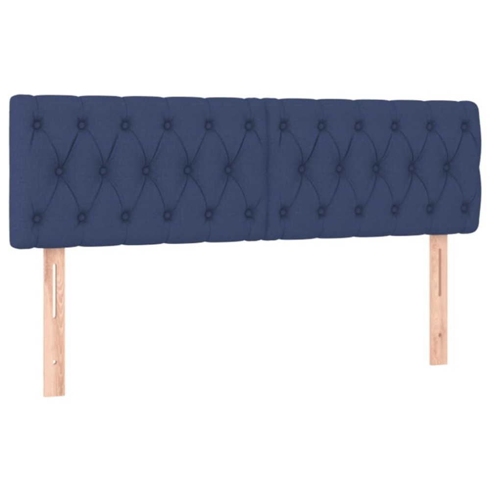 vidaXL Tăblii de pat, 2 buc, albastru, 72x7x78/88 cm, textil