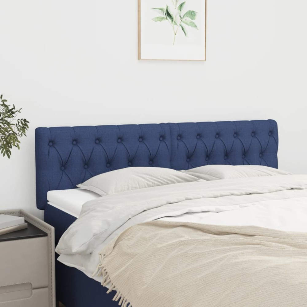 vidaXL Tăblii de pat, 2 buc, albastru, 72x7x78/88 cm, textil