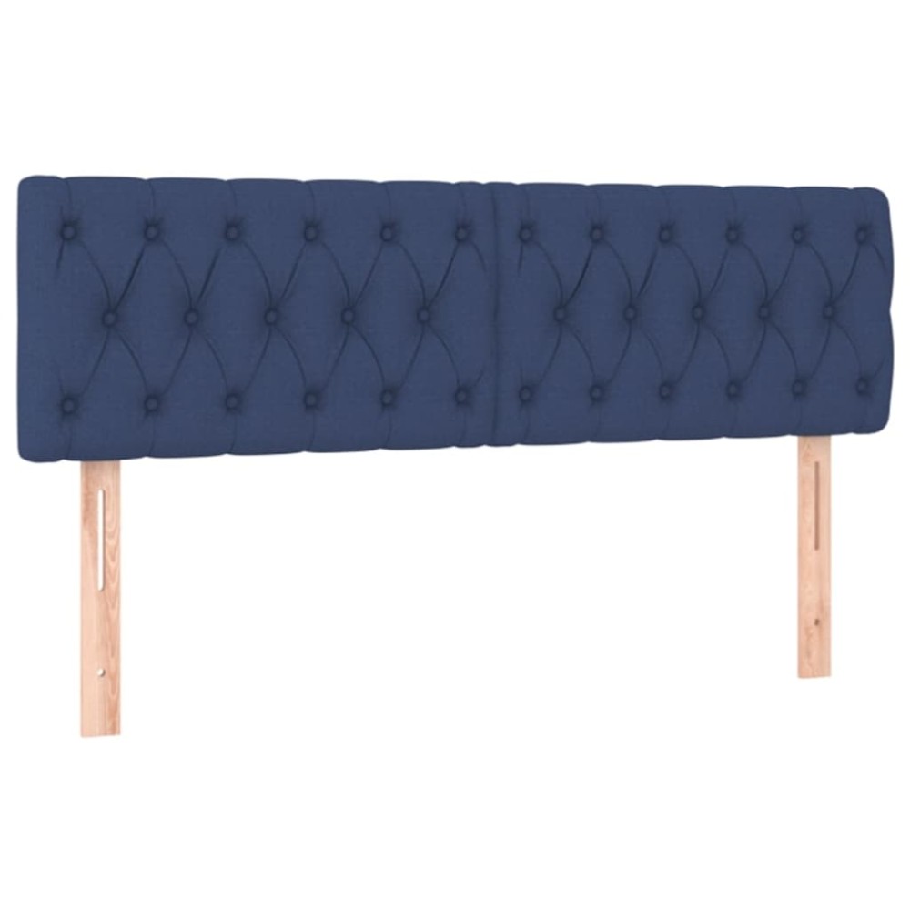 vidaXL Tăblii de pat, 2 buc, albastru, 80x7x78/88 cm, textil