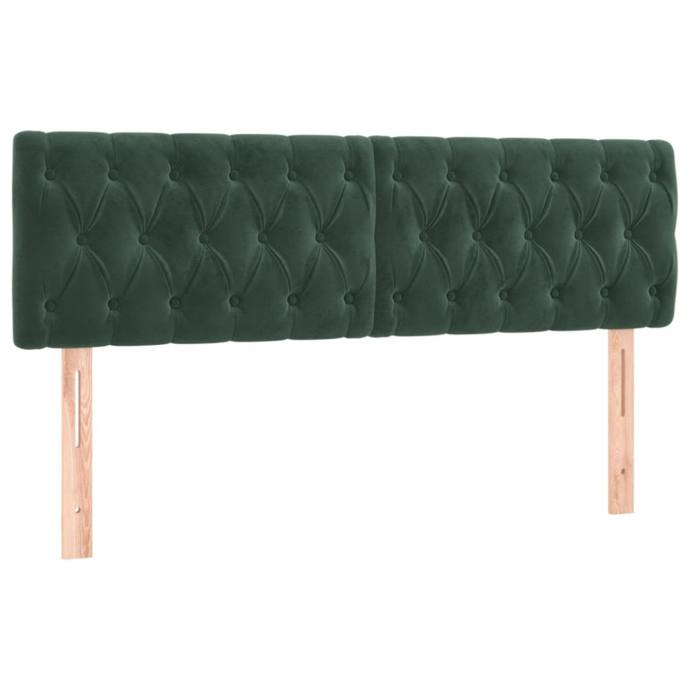 vidaXL Tăblii de pat, 2 buc, verde închis, 80x7x78/88 cm, catifea