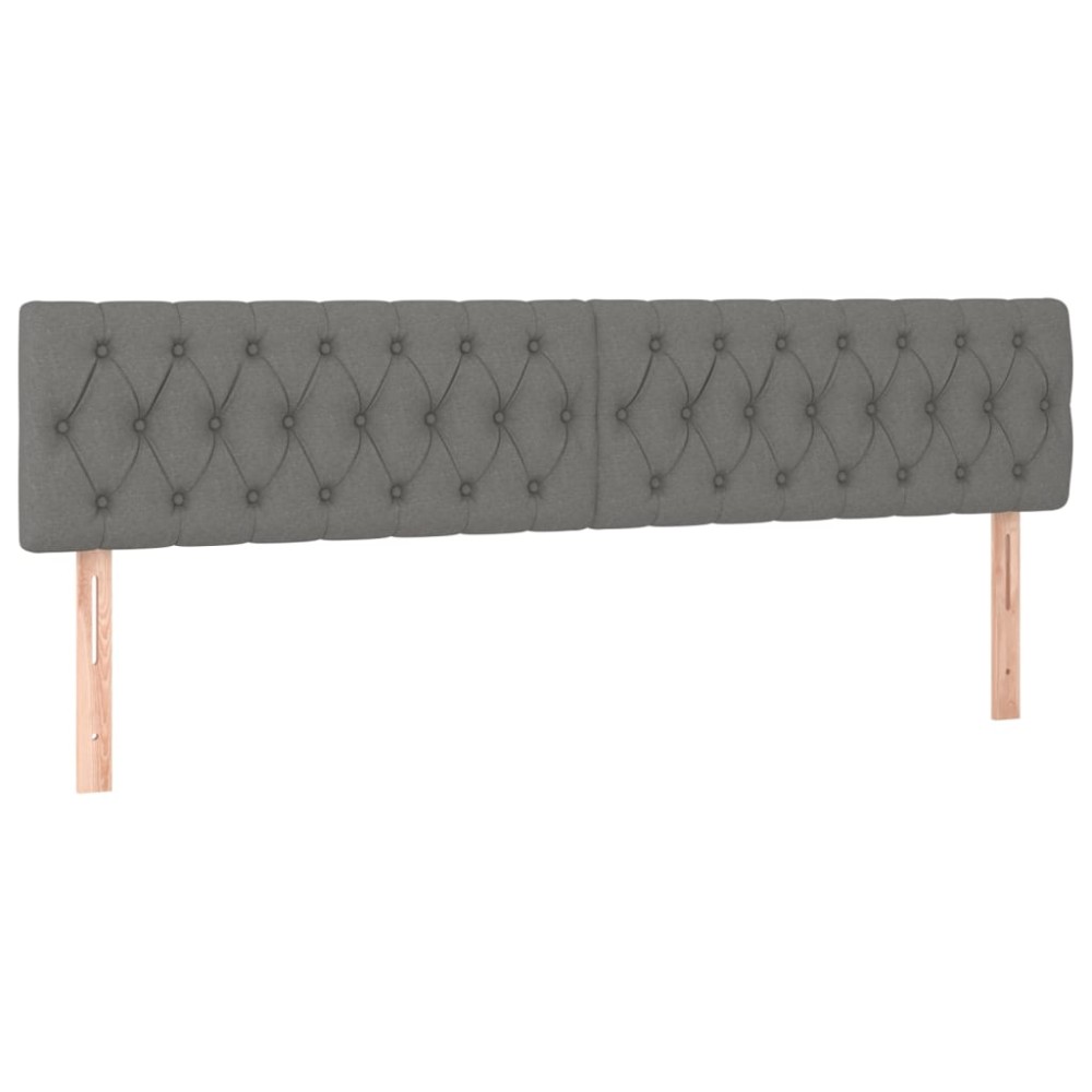 vidaXL Tăblii de pat, 2 buc, gri închis, 90x7x78/88 cm, textil