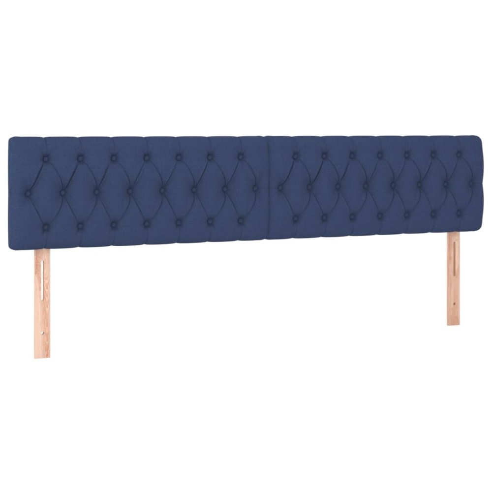 vidaXL Tăblii de pat, 2 buc, albastru, 90x7x78/88 cm, textil