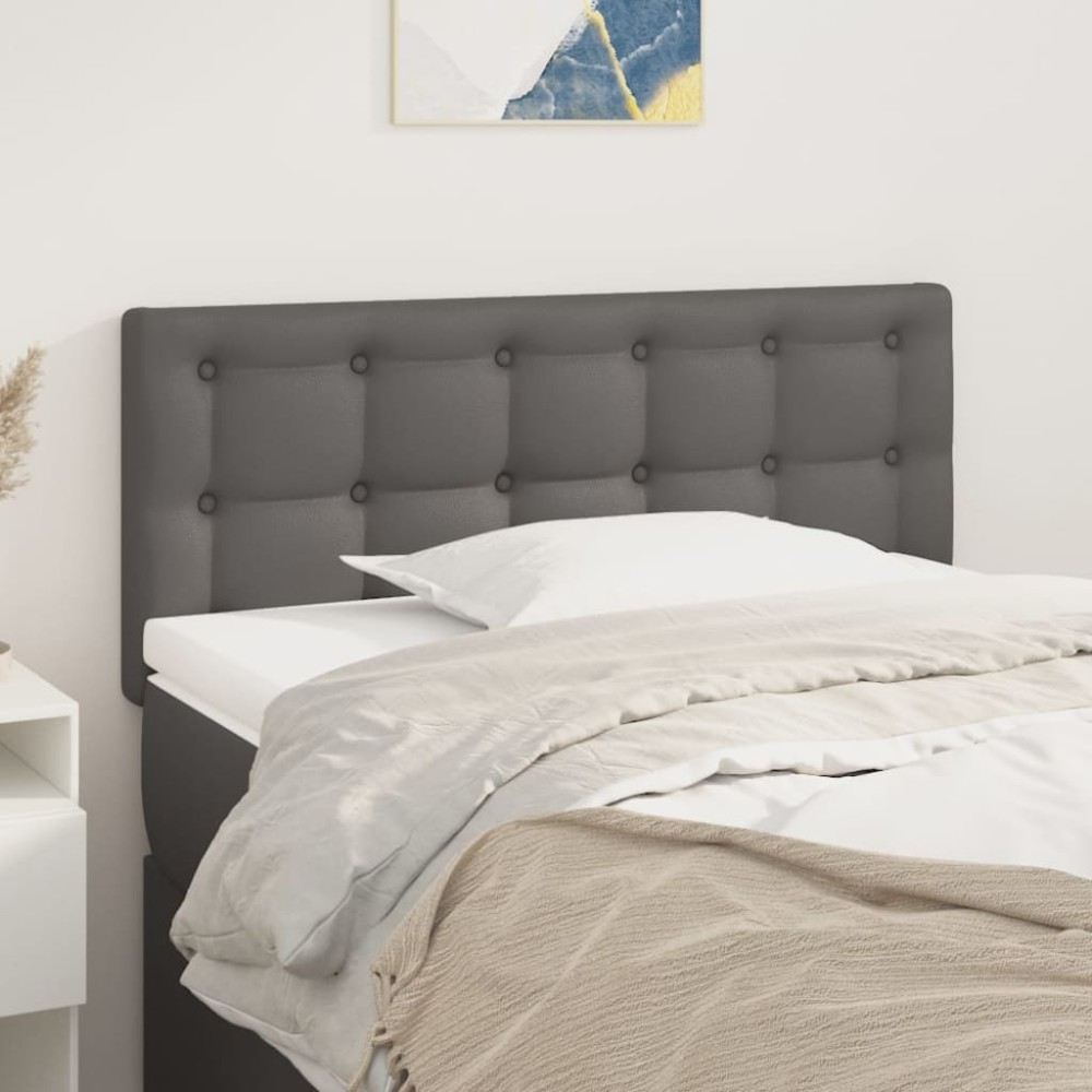 vidaXL Tăblie de pat, gri, 90x5x78/88 cm, piele ecologică