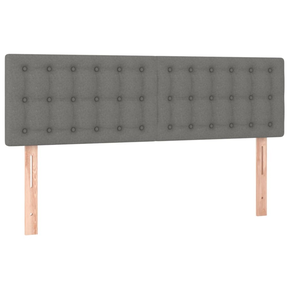 vidaXL Tăblii de pat, 2 buc., gri închis, 72x5x78/88 cm, textil