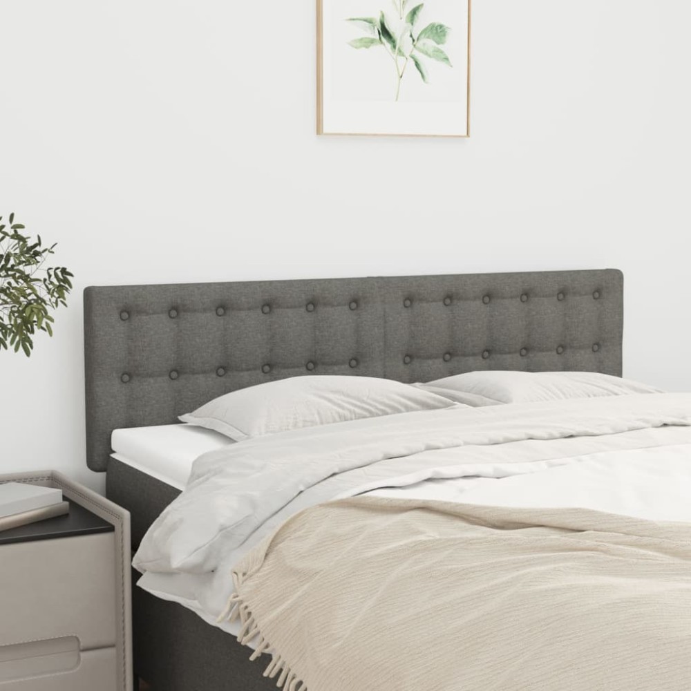 vidaXL Tăblii de pat, 2 buc., gri închis, 72x5x78/88 cm, textil