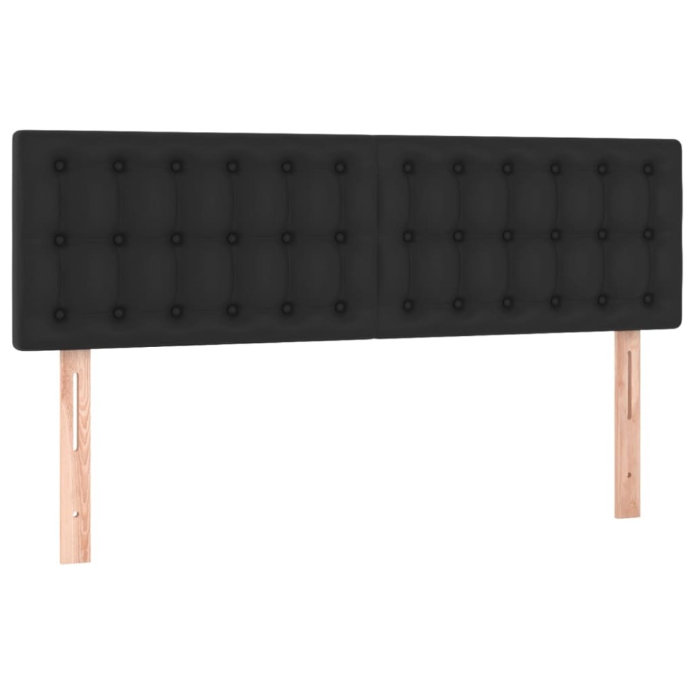 vidaXL Tăblii de pat, 2 buc., negru, 72x5x78/88 cm, piele ecologică