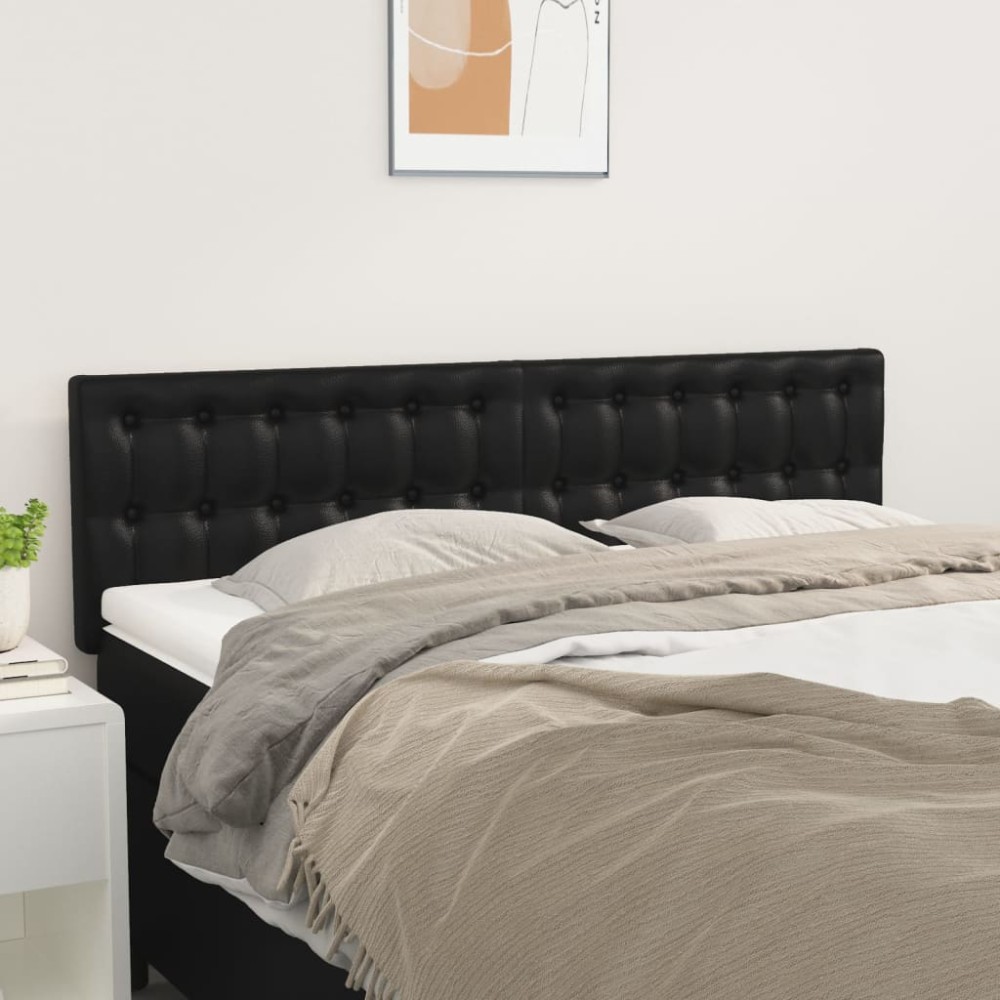 vidaXL Tăblii de pat, 2 buc., negru, 72x5x78/88 cm, piele ecologică