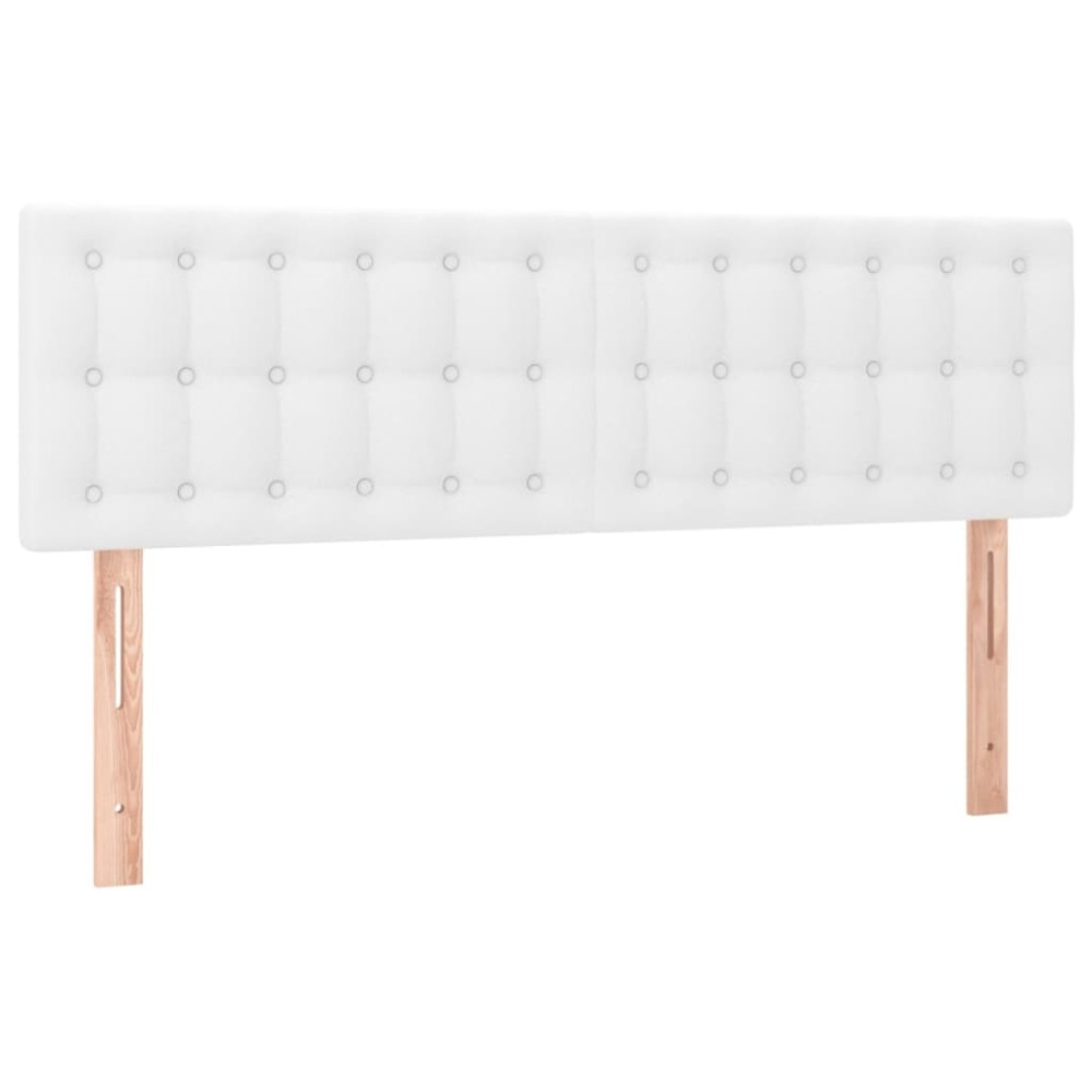 vidaXL Tăblii de pat, 2 buc., alb, 72x5x78/88 cm, piele ecologică