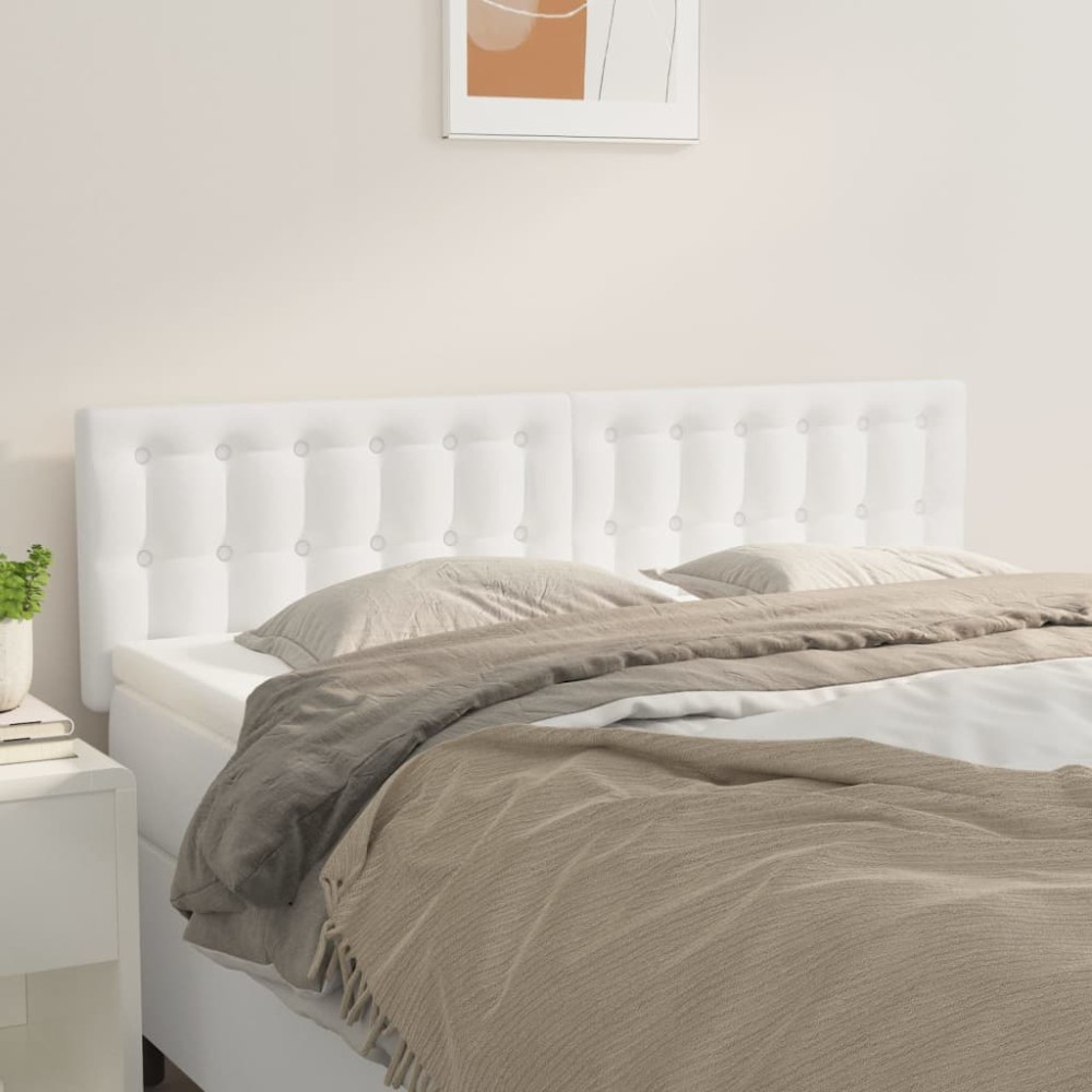 vidaXL Tăblii de pat, 2 buc., alb, 72x5x78/88 cm, piele ecologică