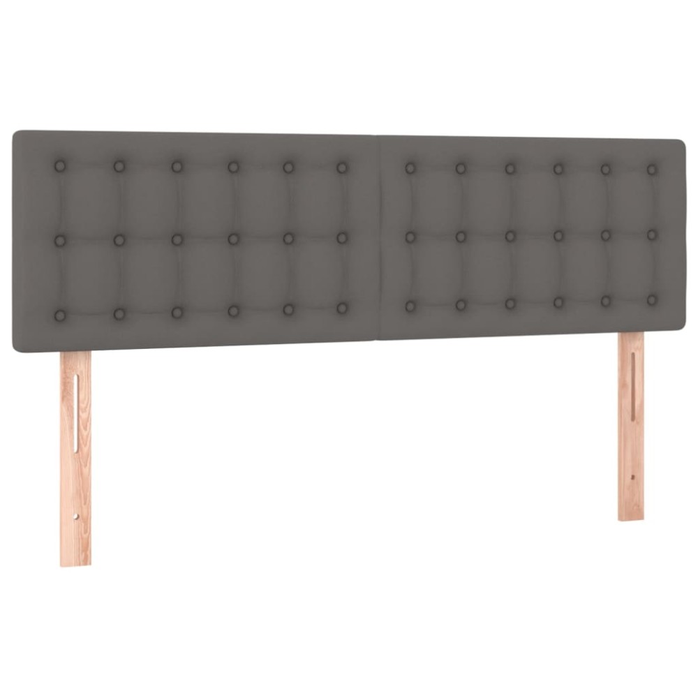 vidaXL Tăblii de pat, 2 buc., gri, 72x5x78/88 cm, piele ecologică