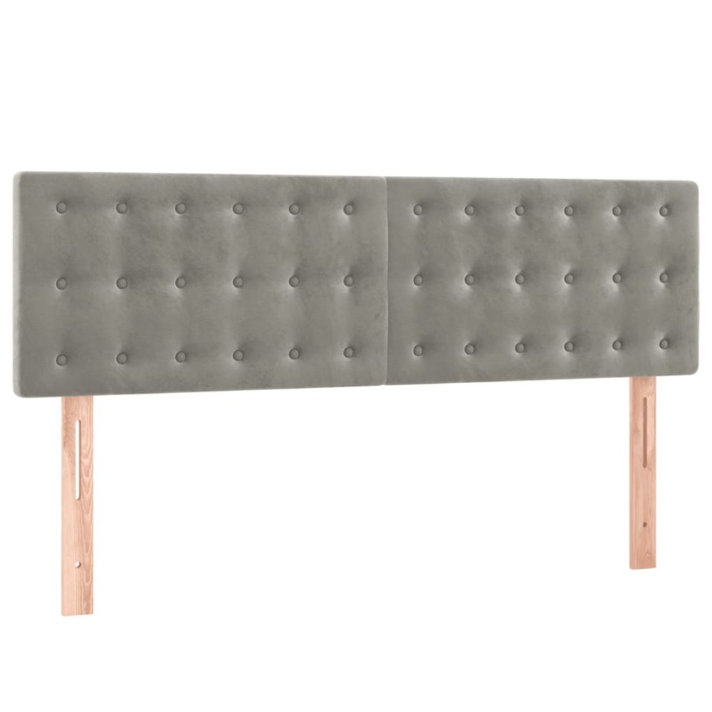 vidaXL Tăblii de pat, 2 buc., gri deschis, 72x5x78/88 cm, catifea