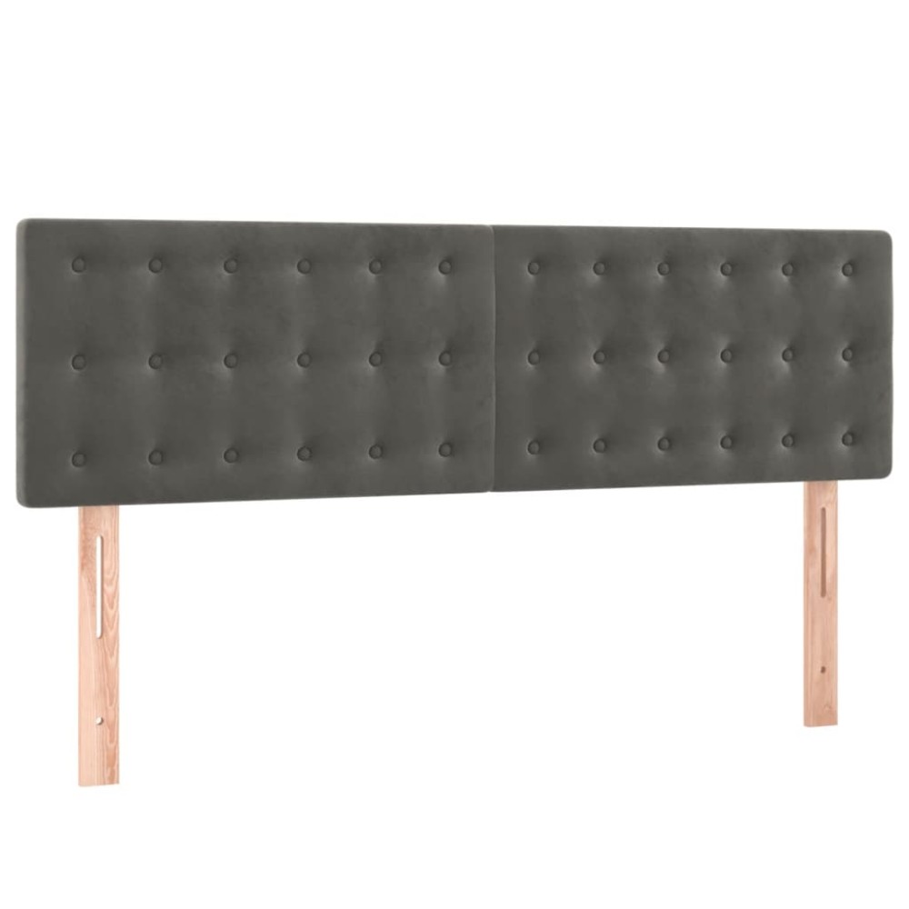 vidaXL Tăblii de pat, 2 buc., gri închis, 72x5x78/88 cm, catifea