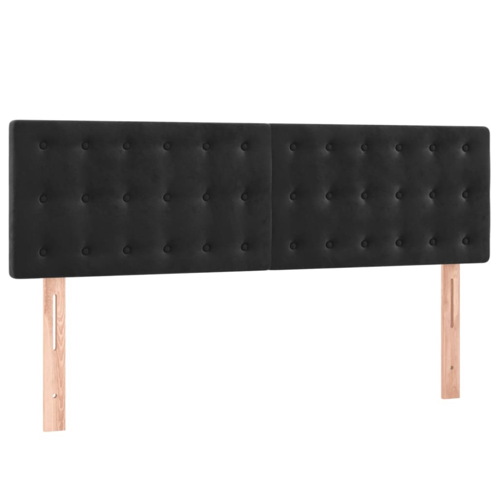 vidaXL Tăblii de pat, 2 buc., negru, 72x5x78/88 cm, catifea
