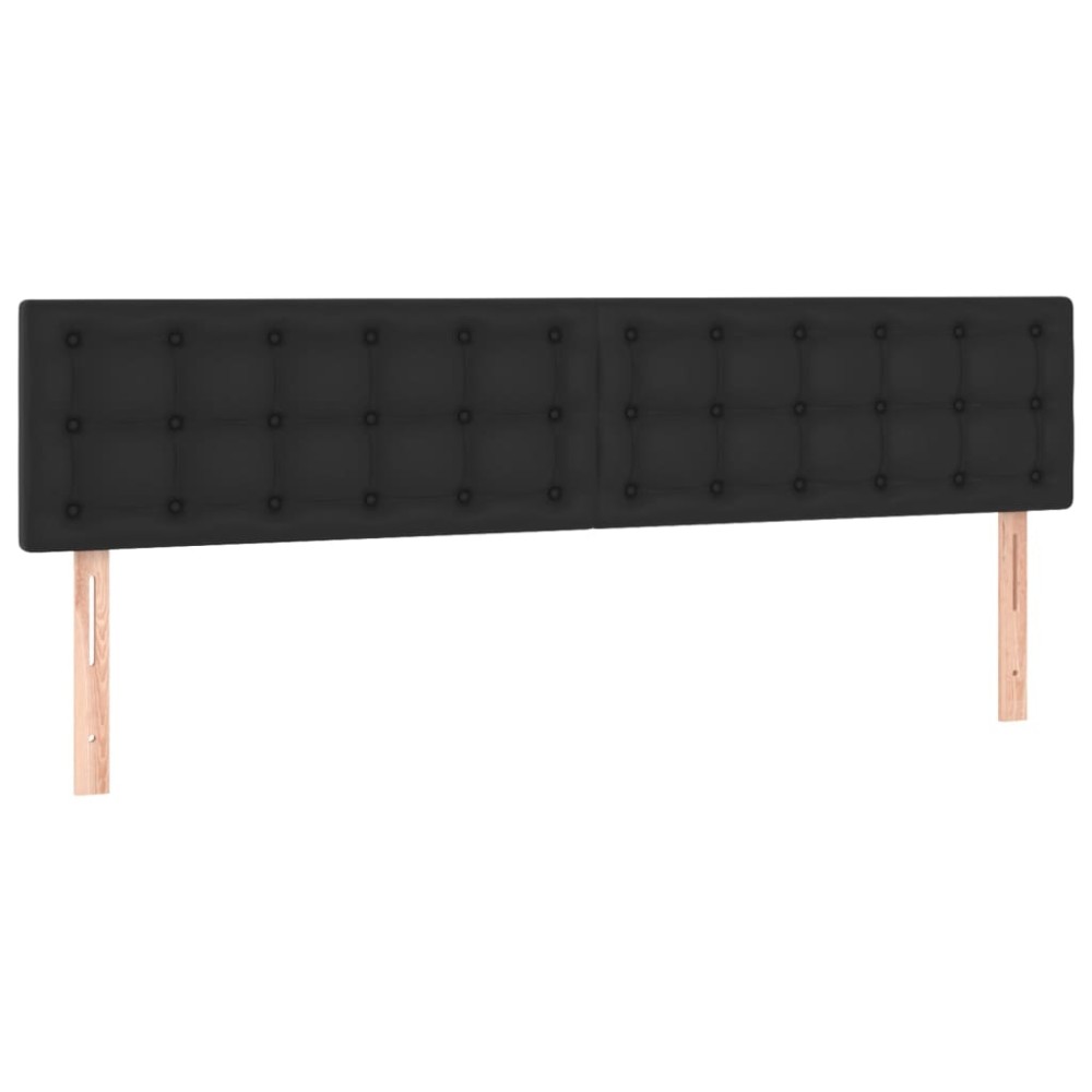vidaXL Tăblii de pat, 2 buc, negru, 80x5x78/88 cm, piele ecologică