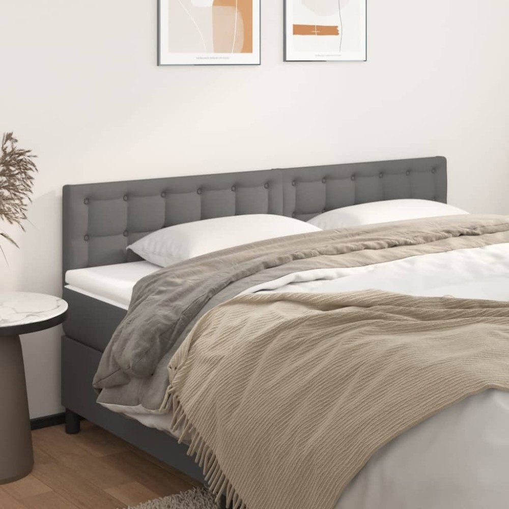 vidaXL Tăblii de pat, 2 buc, gri, 80x5x78/88 cm, piele ecologică