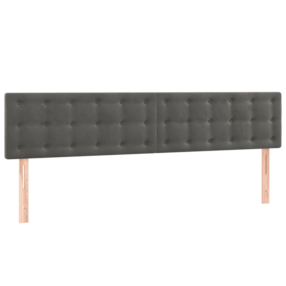 vidaXL Tăblii de pat, 2 buc, gri închis, 80x5x78/88 cm, catifea