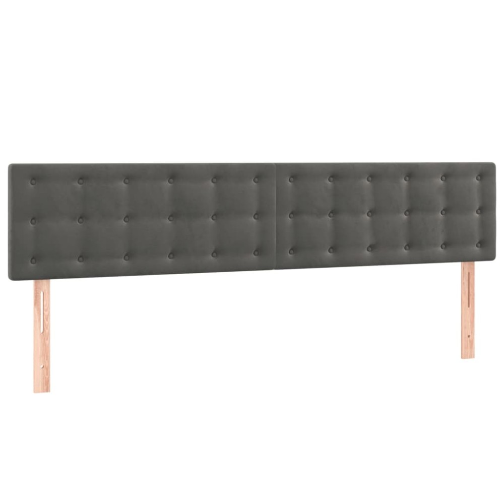 vidaXL Tăblii de pat, 2 buc, gri închis, 90x5x78/88 cm, catifea