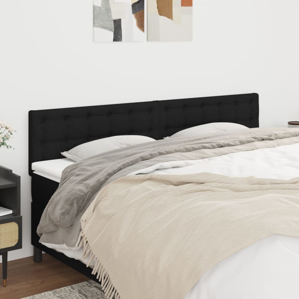 vidaXL Tăblii de pat, 2 buc, negru, 100x5x78/88 cm, textil