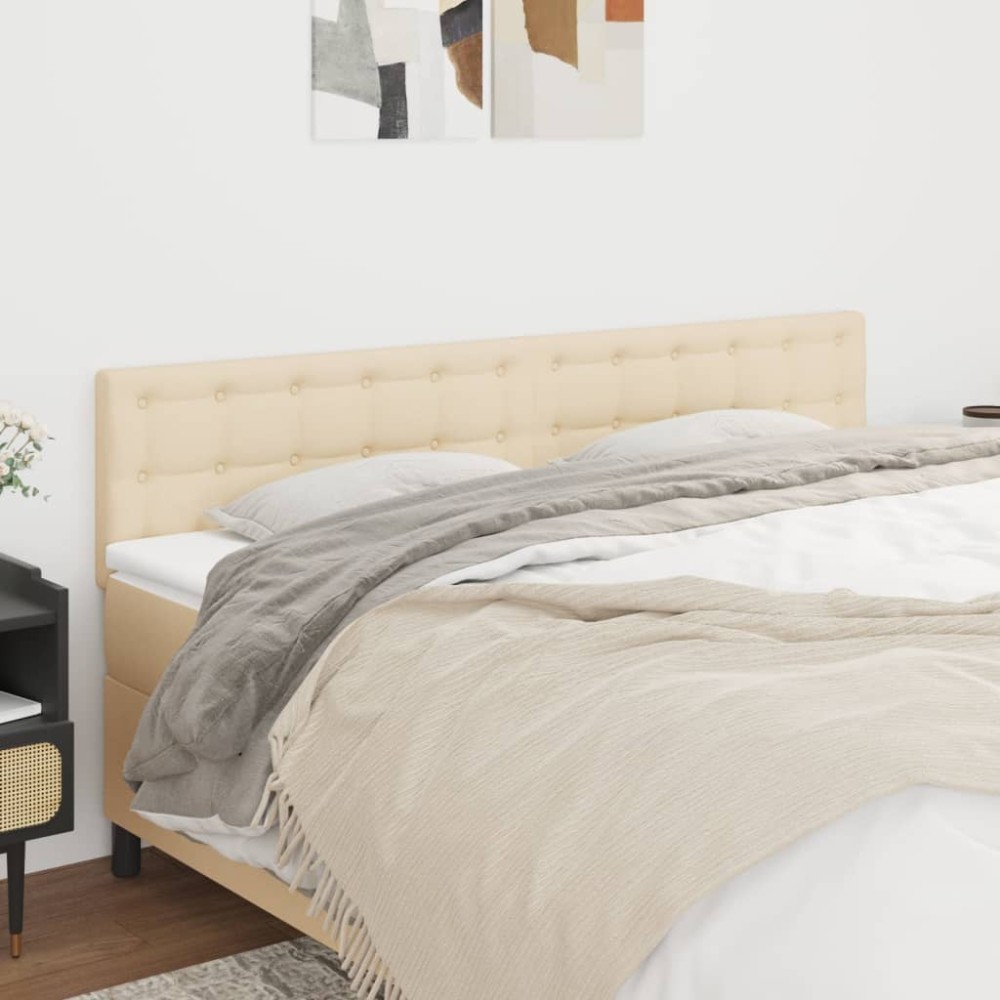 vidaXL Tăblii de pat, 2 buc, crem, 100x5x78/88 cm, textil