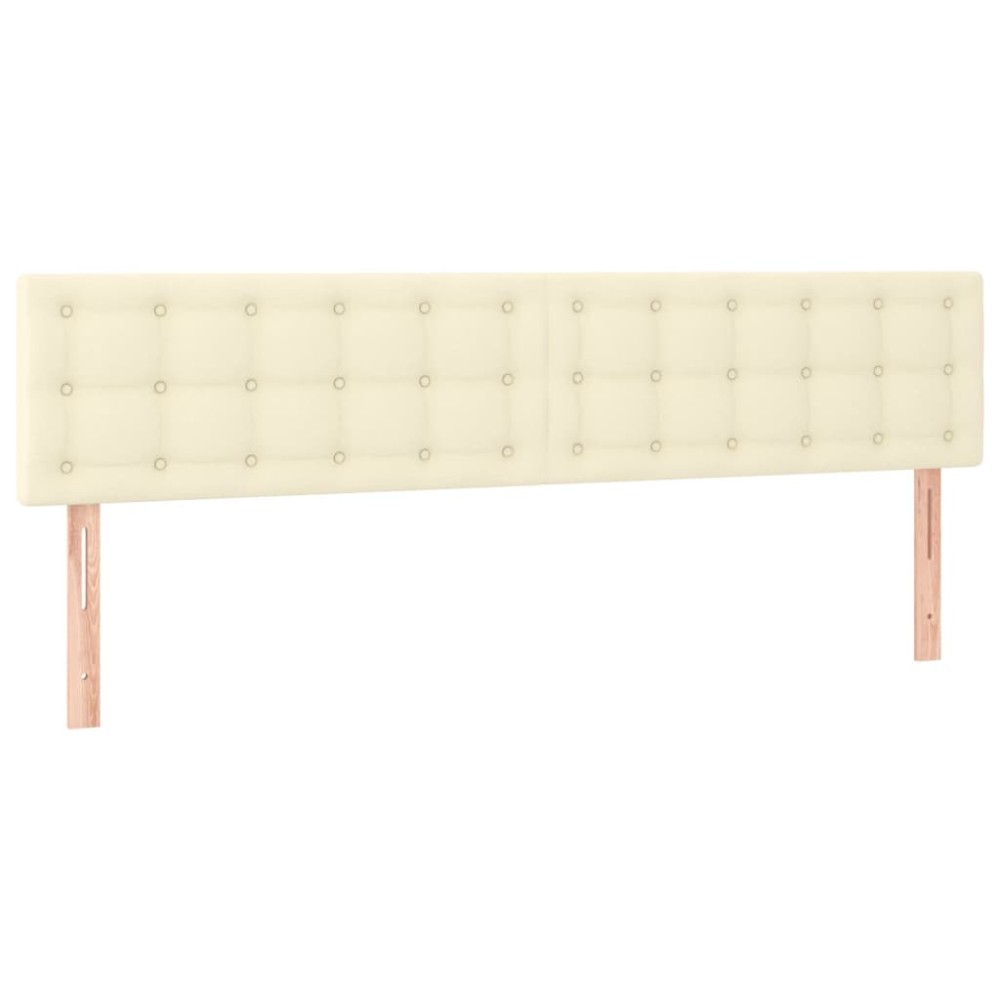 vidaXL Tăblii de pat, 2 buc, crem, 100x5x78/88 cm, piele ecologică