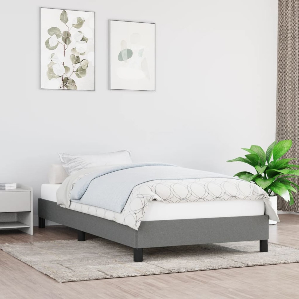 vidaXL Cadru de pat fără saltea, gri închis, 100x200 cm, textil