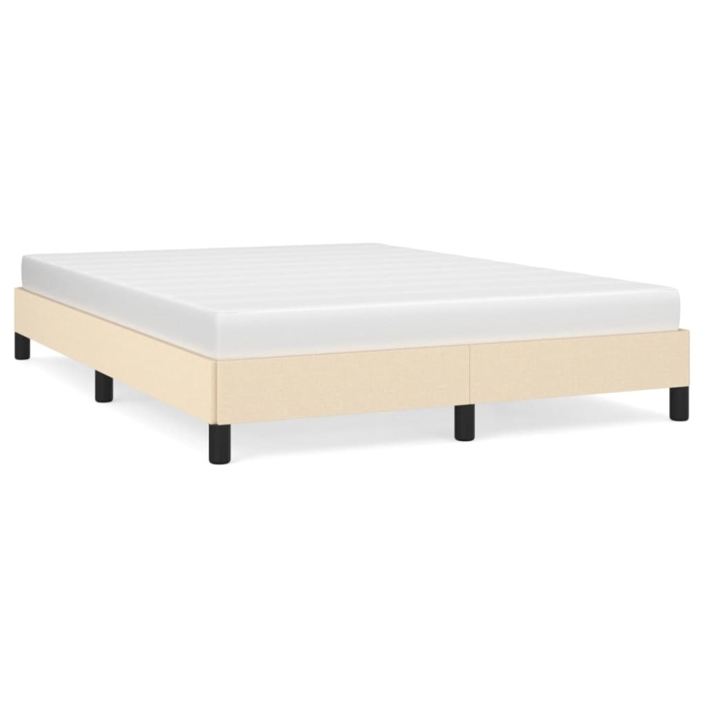 vidaXL Cadru de pat fără saltea, crem, 140x190 cm, textil