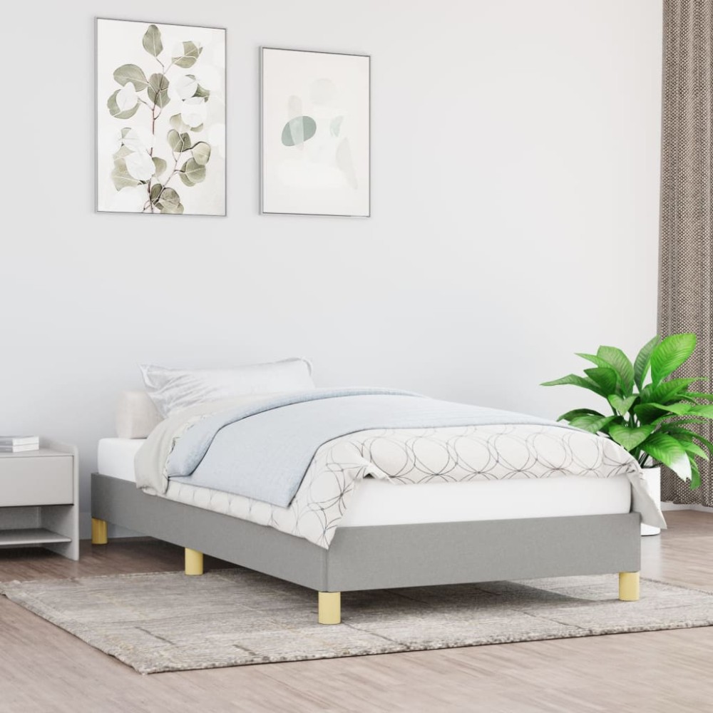 vidaXL Cadru de pat fără saltea, gri deschis, 90x200 cm, textil
