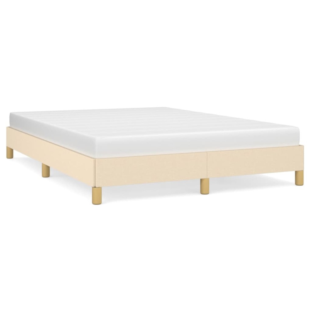 vidaXL Cadru de pat fără saltea, crem, 140x190 cm, textil