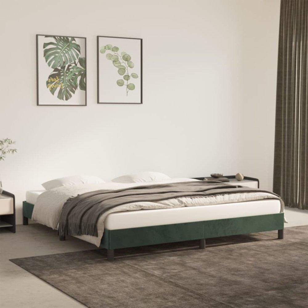 vidaXL Cadru de pat fără saltea, verde închis, 160x200 cm, catifea