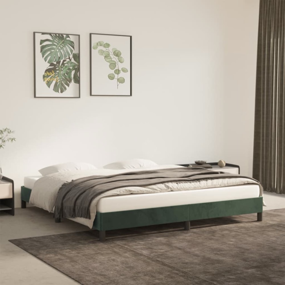 vidaXL Cadru de pat fără saltea, verde închis, 180x200 cm, catifea
