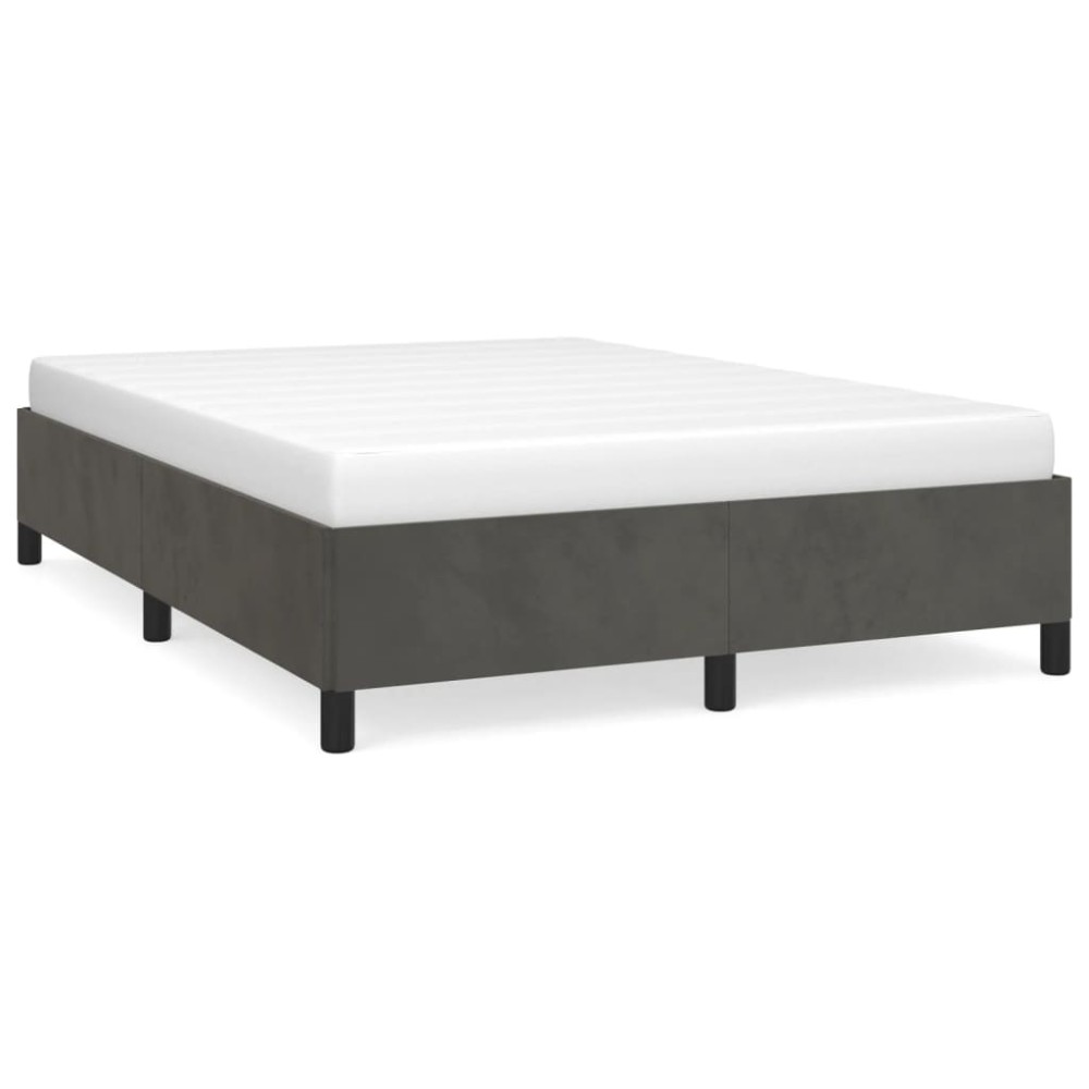 vidaXL Cadru de pat fără saltea, gri închis, 140x190 cm, catifea