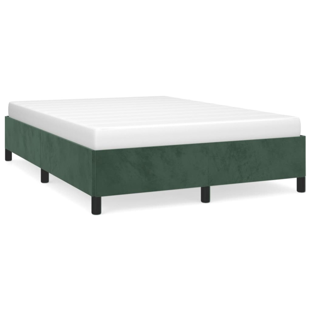 vidaXL Cadru de pat fără saltea, verde închis, 140x190 cm, catifea