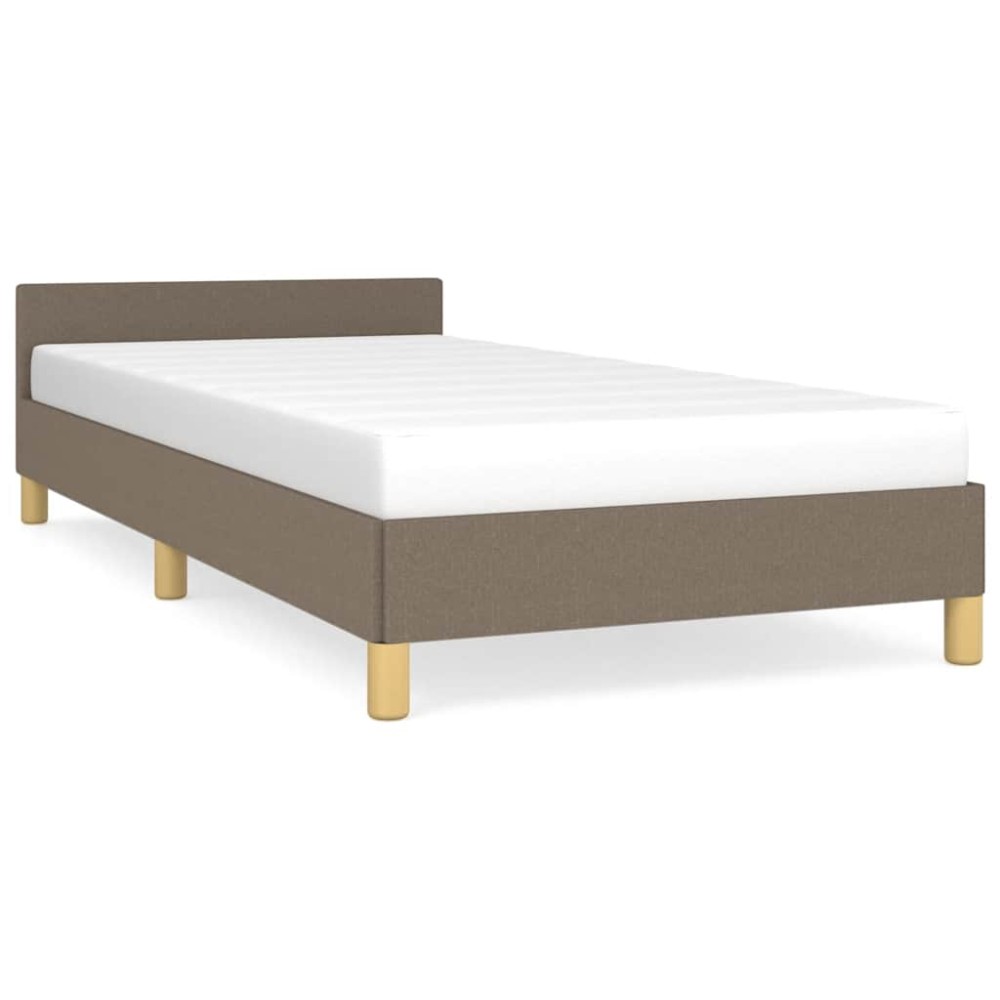 vidaXL Cadru de pat cu tăblie fără saltea, taupe, 90x190 cm, textil