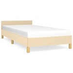 vidaXL Cadru de pat cu tăblie fără saltea, crem, 90x190 cm, textil