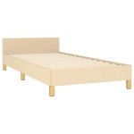 vidaXL Cadru de pat cu tăblie fără saltea, crem, 90x190 cm, textil