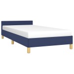 vidaXL Cadru de pat cu tăblie fără saltea, albastru, 90x190 cm, textil