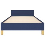 vidaXL Cadru de pat cu tăblie fără saltea, albastru, 90x190 cm, textil