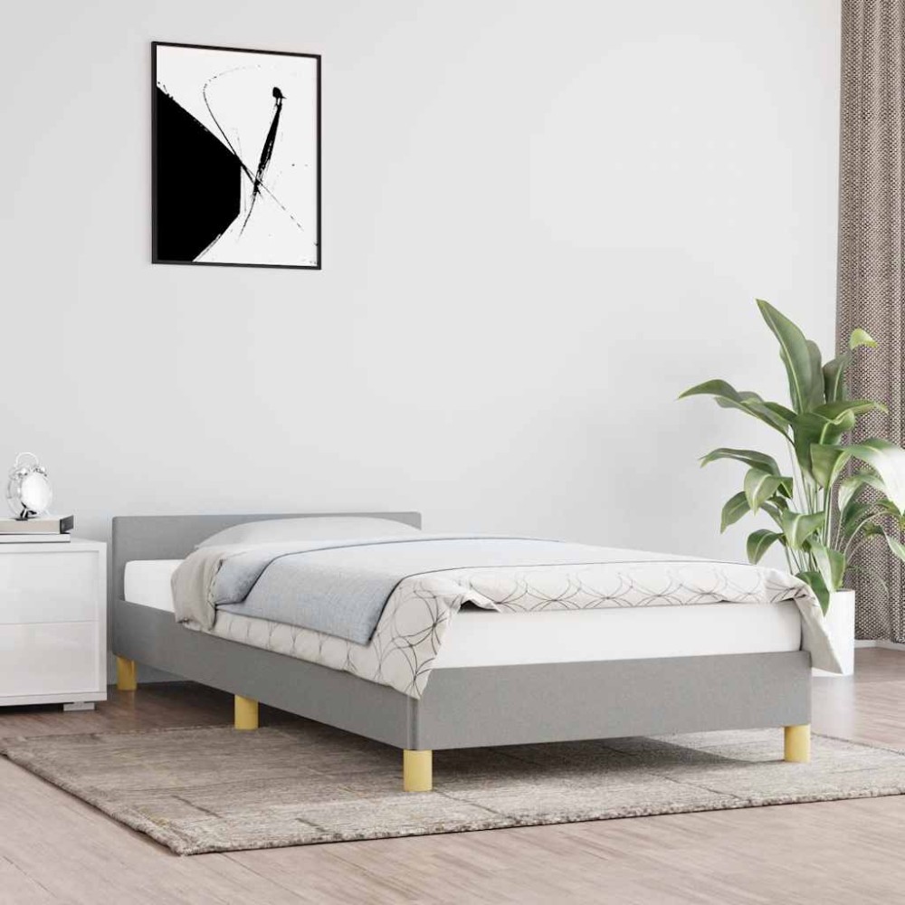 vidaXL Cadru de pat fără saltea, gri deschis, 90x200 cm, textil