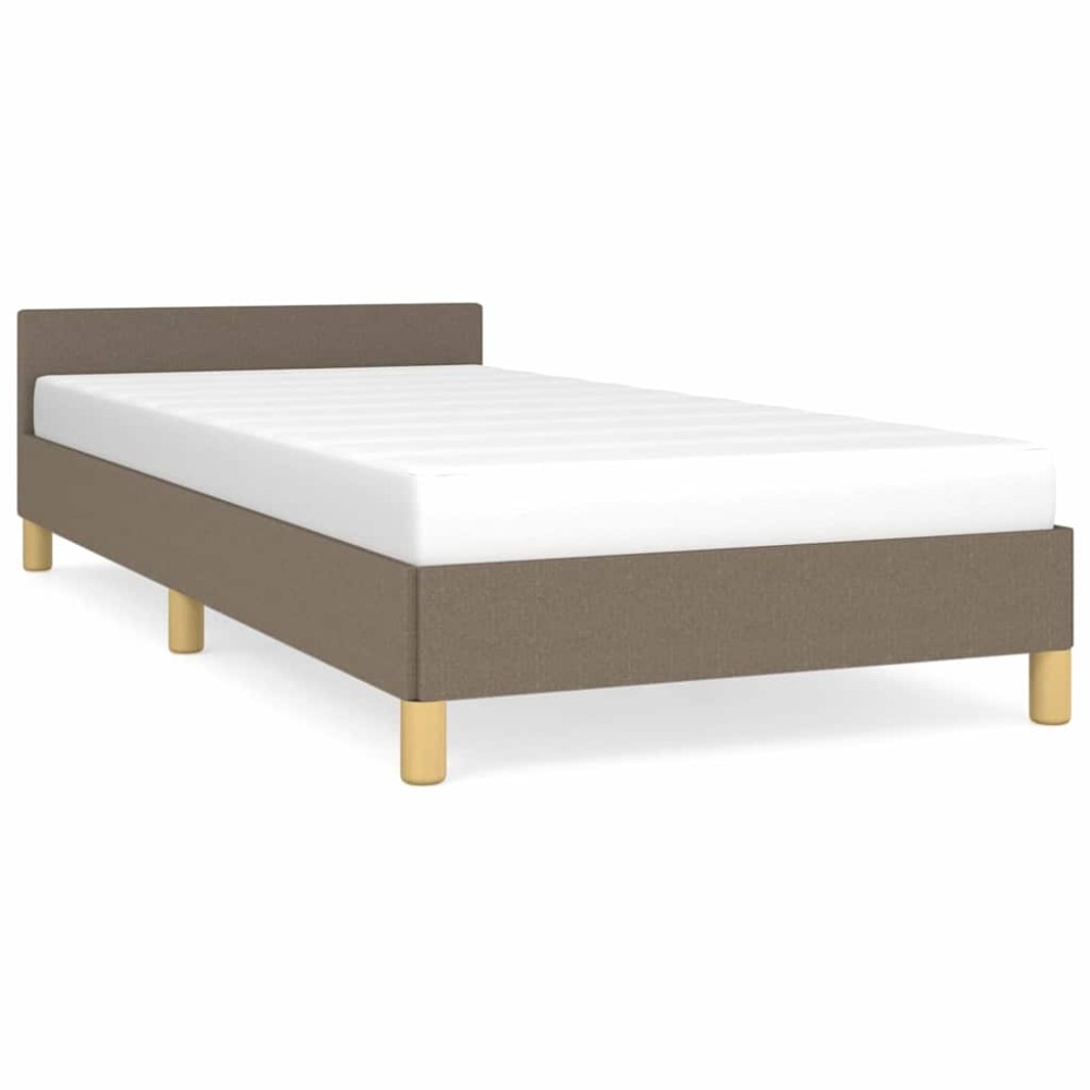 vidaXL Cadru de pat cu tăblie fără saltea, taupe, 90x200 cm, textil