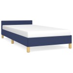 vidaXL Cadru de pat cu tăblie fără saltea, albastru, 90x200 cm, textil